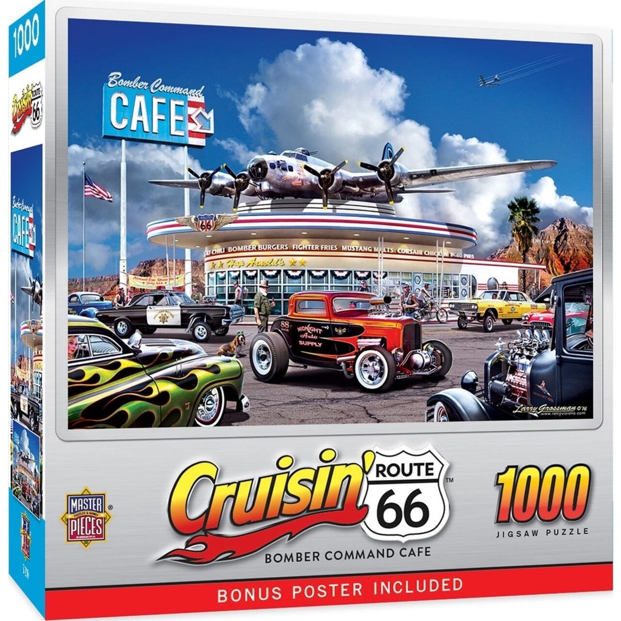 Masterpieces 1000 Piece Cruisin Route 66 Jigsaw Puzzle Dan Hatala Art 19.25X26.75